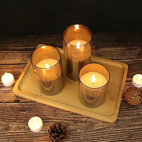 GenSwin Flameless LED Candles with Remote Control Gray Pack of 3