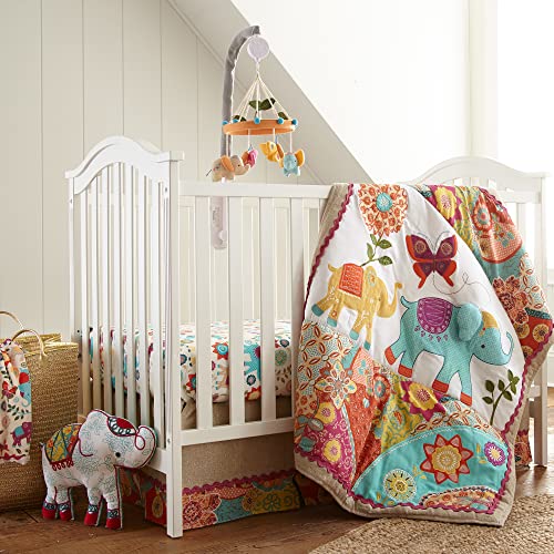 Levtex Baby Zahara Crib Fitted Sheet - Boho Elephants Flowers 100 Cotton