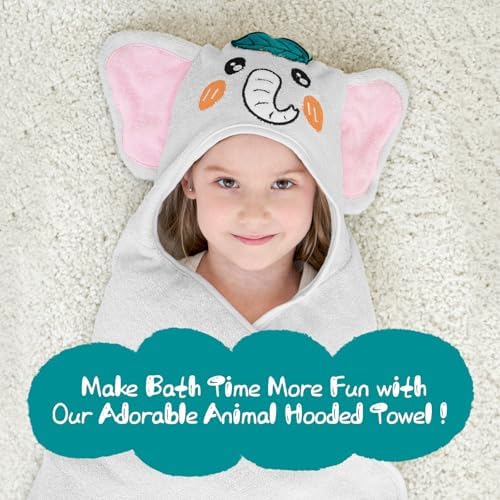 Style Quarters Gray Elephant Hooded Towel for Kids