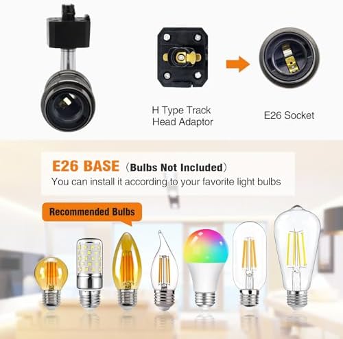 Hiiglxii E26 Track Light Heads Pack of 4 Pear Black