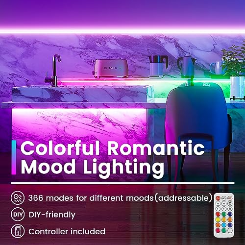 Muzata 164FT RGB LED Strip Light 96LEDsm with Frosted Diffuser Cover