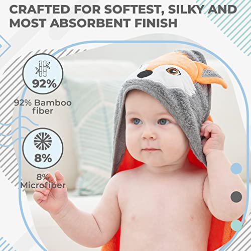 Munich Blue Toddler Bath Towel with Cute Fox Design