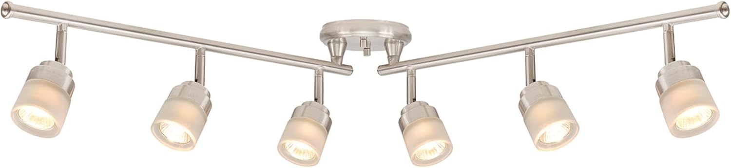 Globe Electric 59865 6-Light Foldable Track Light with Frosted Glass Shades