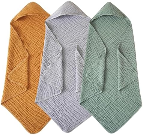 TinyTotsJoy Hooded Baby Towel 35x35 Inch Grey