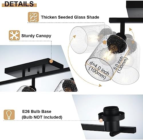 5-Light Track Lighting Fixtures with Seeded Glass Shade