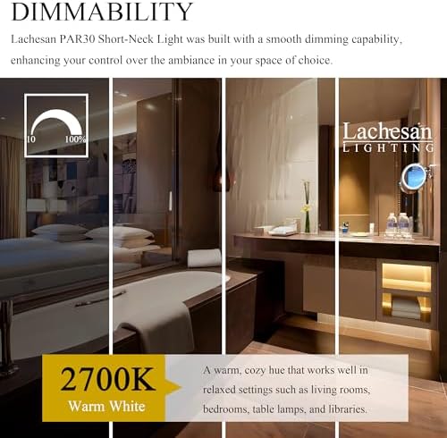 Lachesan PAR30 Halogen Flood Light Bulbs 6pcs 120V Dimmable 2700K Warm White