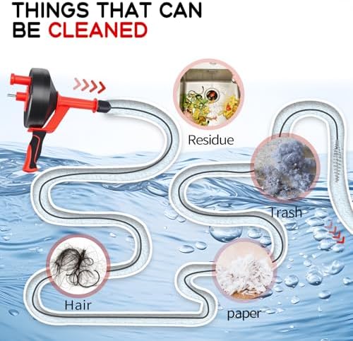 Annisport 43ft Drain Snake with Drill Attachment - Red 1