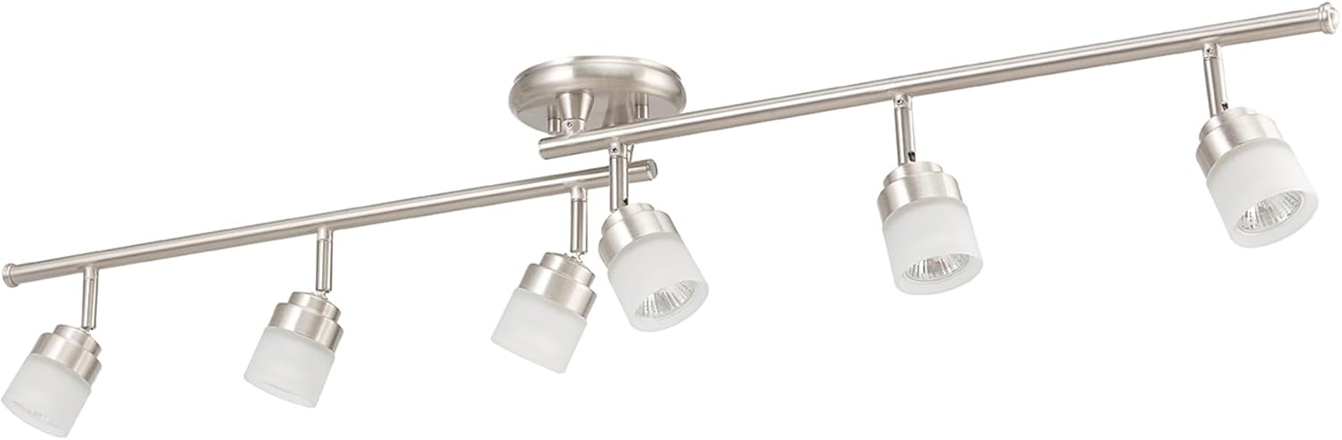 Globe Electric 59865 6-Light Foldable Track Light with Frosted Glass Shades