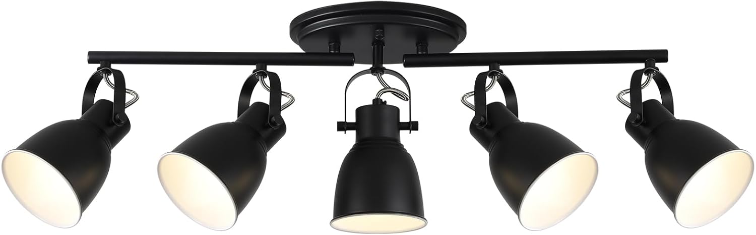 KEESFU 5 Light Track Lighting Fixtures Ceiling Black Modern