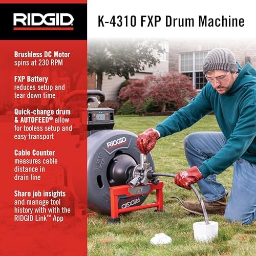 RIDGID K-4310 Drum Machine with AUTOFEED and Cable Counter
