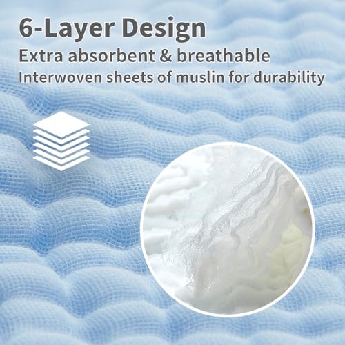 LAnge Muslin Hooded Baby Towel - 6 Layers 100 Cotton 315x315 in 1