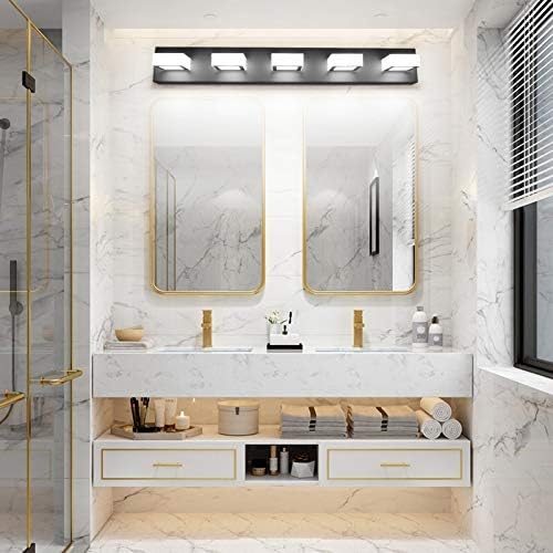 Ralbay 5 Light Modern Black Vanity Lights Over Mirror 1