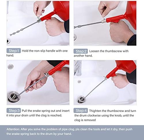 KINGLEV 35-Ft Drum Auger Drain Cleaner with Gloves