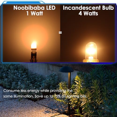 Noobibaba T10 Wedge Base LED Bulb 12V 1W 10-Pack Warm White 2700K