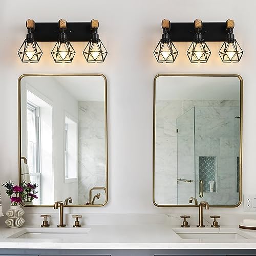 VbiTmn 3-Light Farmhouse Vanity Light with Metal Lampshade