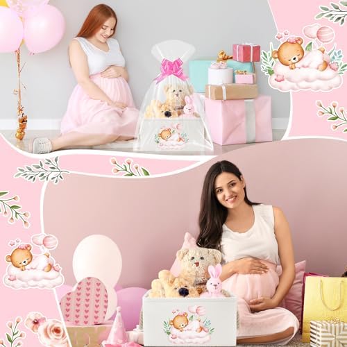 Pickmesh Pink Bear Baby Storage Basket with Handles