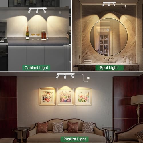 LUXSWAY 3-Head Dimmable Under Cabinet Track Light with Remote