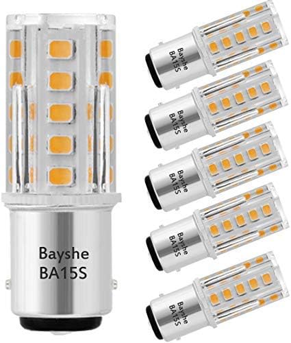 BAYSHE 3W 12V BA15S LED Light Bulb Pack of 5 Warm White