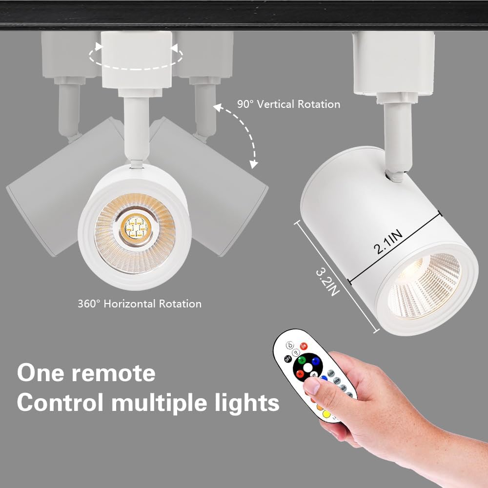 RGB Track Light Heads with Halo Effect and Remote Control 6Pack