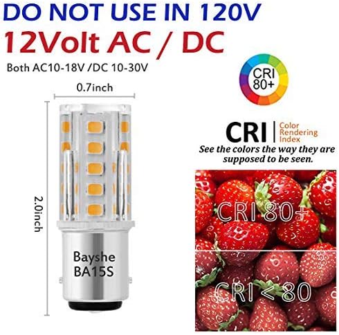 BAYSHE 3W 12V BA15S LED Light Bulb Pack of 5 Warm White