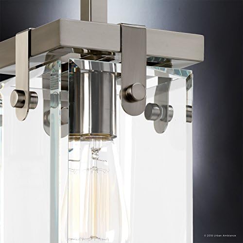 Urban Ambiance Farmhouse Pendant Light - Brushed Nickel and Clear Shade