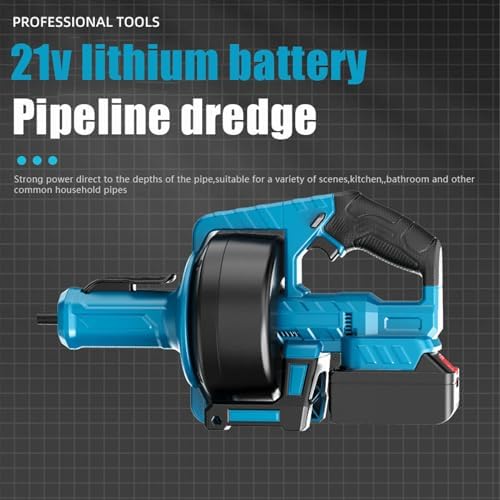 Cordless Electric Drain Auger with Adjustable Speed and Replaceable Hose