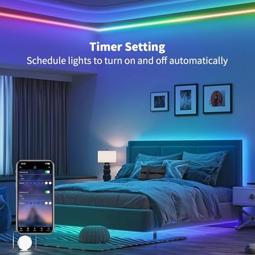 BUNACET 52FT RGBIC LED Strip Light with Remote APP Control
