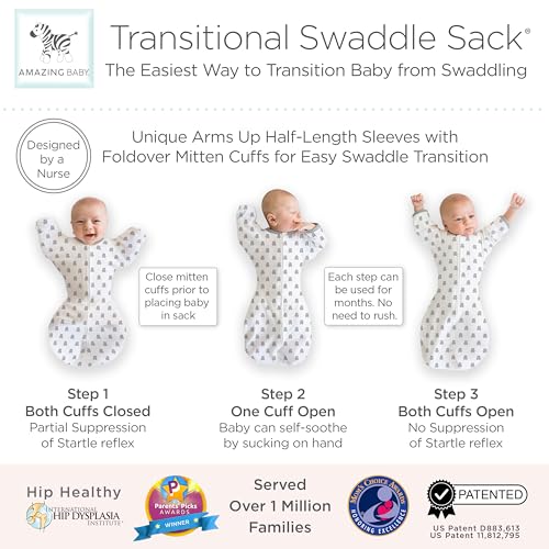 Amazing Baby Transitional Swaddle Sack - Sterling Tiny Bear 0-3 Months