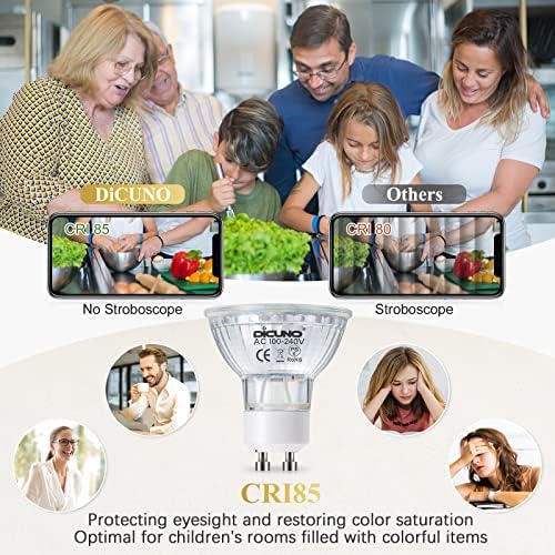 DiCUNO GU10 LED Light Bulbs 6 Pack 60W Halogen Replacement