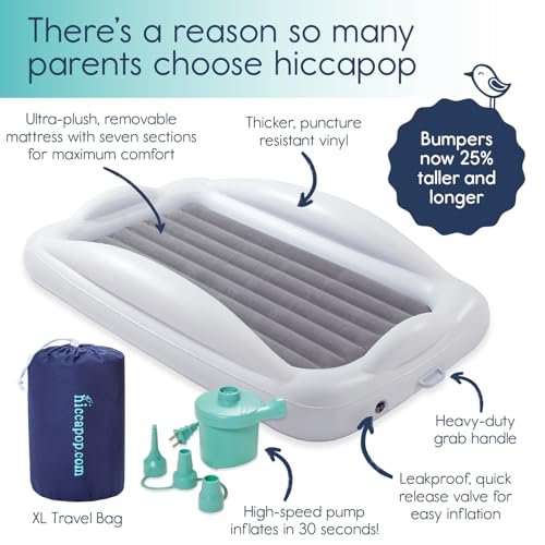 Hiccapop Inflatable Toddler Travel Bed with Safety Bumpers