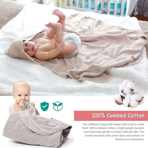 KLERICER Hooded Baby Towel - 354 x 354 Inch Grey