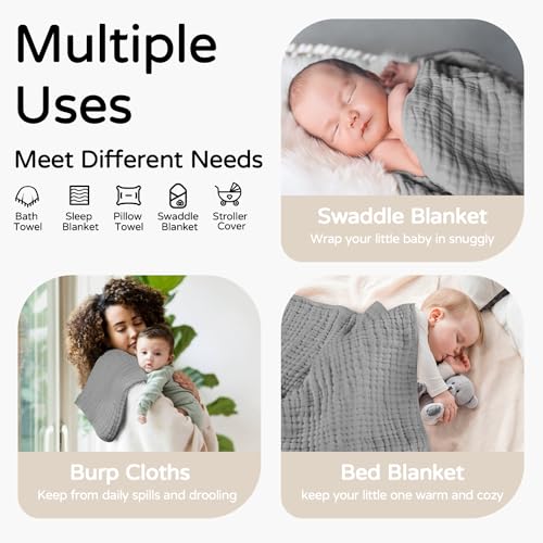 Yoofoss Hooded Baby Towel 32x32 Inch Muslin Cotton