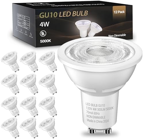 TJOY 12 Pack GU10 LED Bulbs 5000K Daylight 4W Non-Dimmable