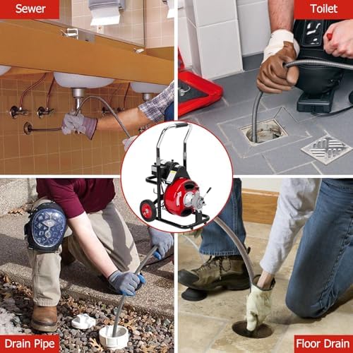Aprafie 75 Ft Drain Cleaner Machine with 4 Cutters Gloves
