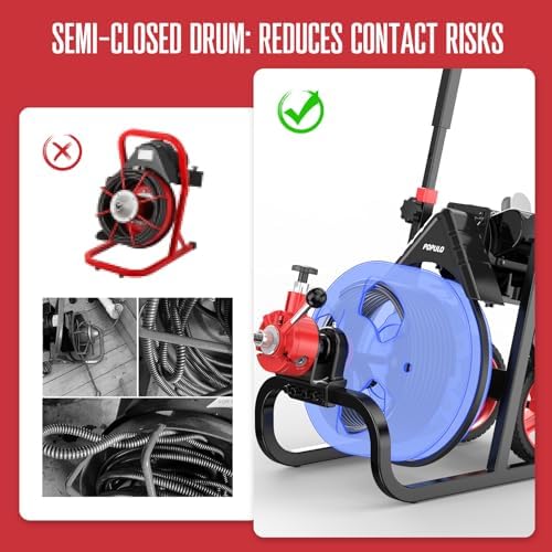 POPULO Auto Feed Drain Auger 50FT 12 Inch Electric