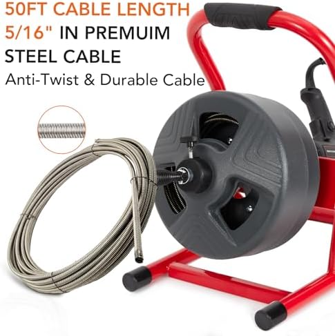 Garvee Electric Drain Auger with 6 Cutters and Foot Switch