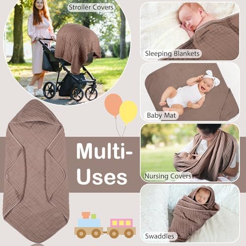 Peryiter Muslin Hooded Baby Towel 32x32 Inch Cotton Towel for Newborn
