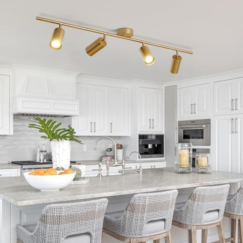 KCO 4-Light Gold LED Track Light Kit Brushed Brass