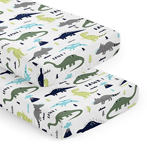 Sweet Jojo Designs Modern Dinosaur Crib Sheet Set 2pc
