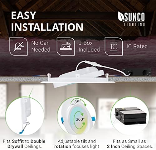 Sunco Lighting 6 Pack Recessed LED Gimbal 6 Inch 12W