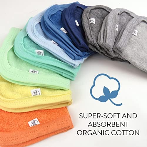HonestBaby 10-Pack Organic Cotton Wash Cloths Rainbow Blues