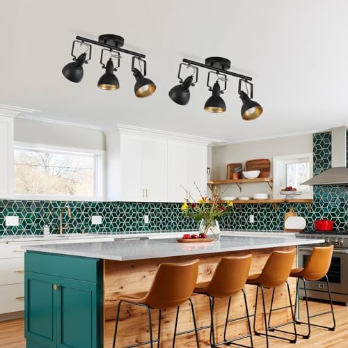 MUEOF Industrial 3-Light Track Lighting Black Ceiling Spotlight
