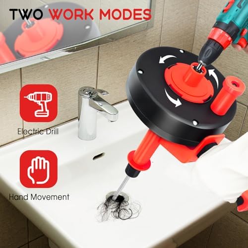 Annisport 43ft Drain Snake with Drill Attachment - Red 1