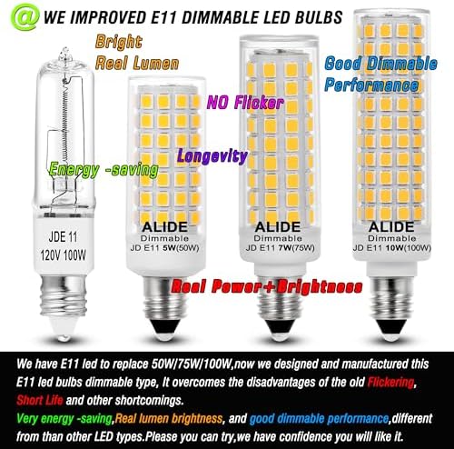 ALIDE JDE11 10W LED Candelabra Bulbs 4000K Dimmable 5Pack