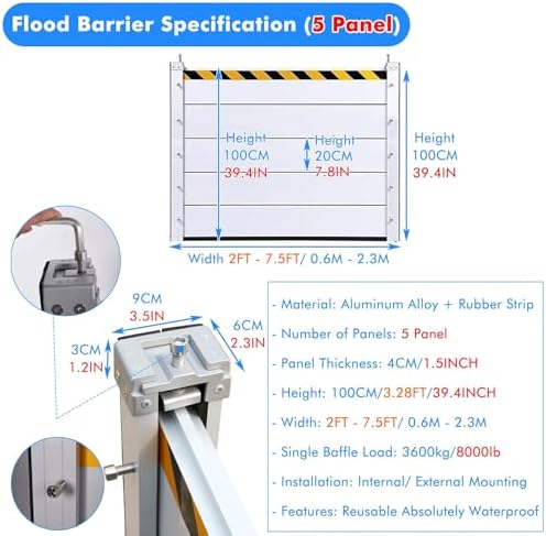 Heavy Duty Aluminum Flood Control Barrier 3ft 4ft 5ft Tall