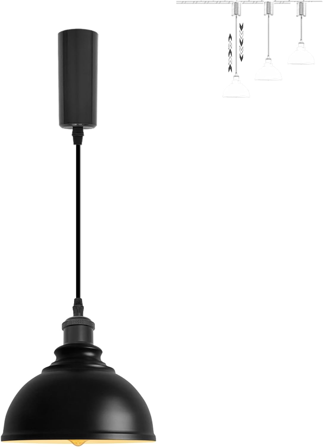SKIVTGLAMP J Track Pendant Light Black Shade Adjustable Height