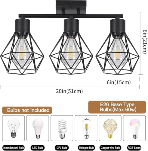 SEEBLEN 3 Light Track Ceiling Light Kit Black