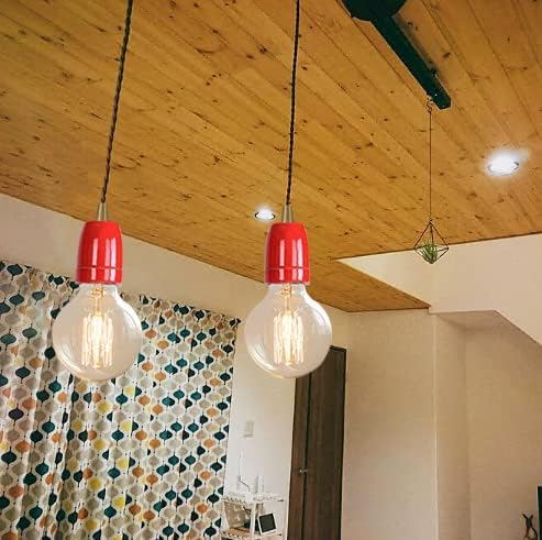 KAYYELAMP Red E26 Ceramic Base Track Pendant Light Set of Three