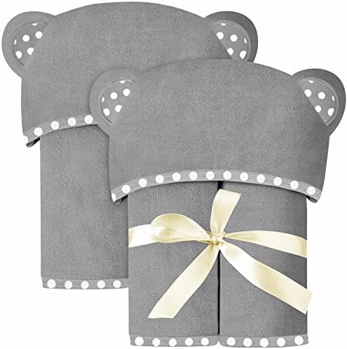 Set of 2 Hooded Baby Towels Grey 400 GSM