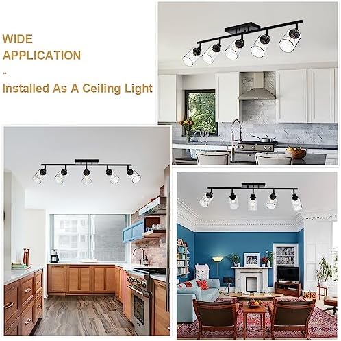 5-Light Track Lighting Fixtures with Seeded Glass Shade